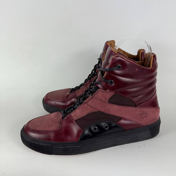 John Fluevog Run Wild Boots Men's 9 Burgundy Leather Lace Up Ankle Outdoor - Picture 5 of 10